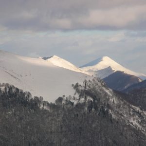 Pic de Calabasse (alt. 2210m.) et Pic de Pièle de Mil (alt. 2128m.), vu de Soulan, Le Mourtis