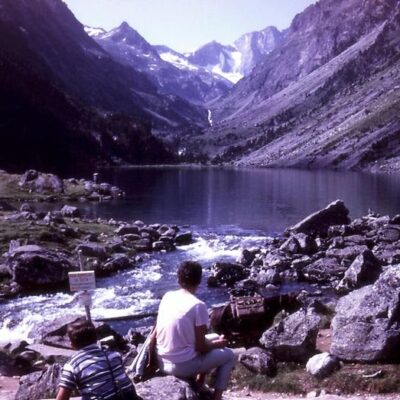 1964 arrivée au Lac de Gaube, Pic de la Sède à l'horizon