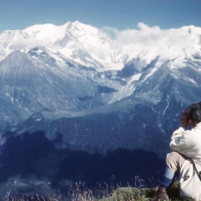 1961 Chamonix - « Mum » devant la chaîne du Mt Blanc